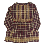 ZARA WOMAN Oversized Womens Day Dress Brown Check Long Sleeve Knee Length M