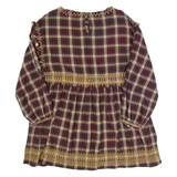 ZARA WOMAN Oversized Womens Day Dress Brown Check Long Sleeve Knee Length M