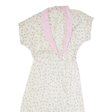 Womens Wrap Dress Cream 90s Floral Short Sleeve Long M