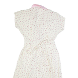 Womens Wrap Dress Cream 90s Floral Short Sleeve Long M