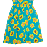 LOVE FIELD Womens A-Line Dress Blue 90s Floral Short Sleeve Long M