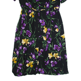 LIZ CLAIBORNE Womens Tea Dress Black 90s Floral Short Sleeve Long XL