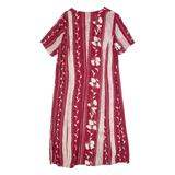 Womens Tea Dress Red 90s Floral Short Sleeve Long L