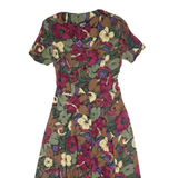 DAWN JOY FASHIONS Womens Tea Dress Green 90s Floral Short Sleeve Long S