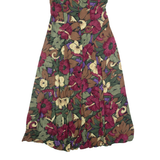 DAWN JOY FASHIONS Womens Tea Dress Green 90s Floral Short Sleeve Long S