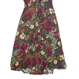 DAWN JOY FASHIONS Womens Tea Dress Green 90s Floral Short Sleeve Long S