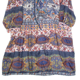 ZARA BASIC Oversized Womens Day Dress Blue Silk Crazy Pattern Short XS