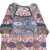 ZARA BASIC Oversized Womens Day Dress Blue Silk Crazy Pattern Short XS