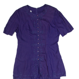PLAZA SOUTH Womens Pencil Dress Purple 90s Short Sleeve Midi M