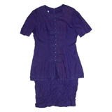 PLAZA SOUTH Womens Pencil Dress Purple 90s Short Sleeve Midi M