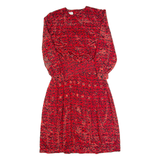 SAMANTHA STEVENS Womens A-Line Dress Red 90s Floral Long Sleeve Long M