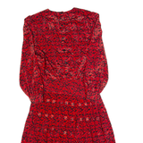 SAMANTHA STEVENS Womens A-Line Dress Red 90s Floral Long Sleeve Long M