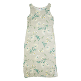 R&K Oversized Womens Maxi Dress Cream 90s Floral Sleeveless Long S