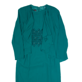 NICOLE PARIS Womens Pencil Dress Green 90s Long Sleeve Midi M