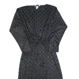 BLAIR Womens A-Line Dress Black 90s Polka Dot Long Sleeve Long S