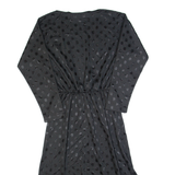 BLAIR Womens A-Line Dress Black 90s Polka Dot Long Sleeve Long S