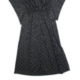 BLAIR Womens A-Line Dress Black 90s Polka Dot Long Sleeve Long S