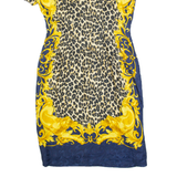 BLOOMINGDALES Womens Pencil Dress Blue Silk 90s Animal Print M