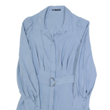 ZARA Womens Shirt Dress Blue Long Sleeve Knee Length S