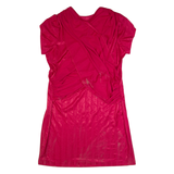 Womens Day Dress Red 90s Striped Short Sleeve Knee Length L