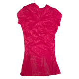 Womens Day Dress Red 90s Striped Short Sleeve Knee Length L