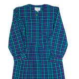 SCHRADER Womens Day Dress Blue 90s Check Long Sleeve Midi L