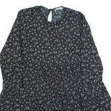 ZARA Oversized Womens Day Dress Black 90s Floral Knee Length XS