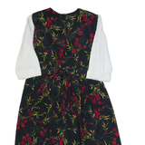 KATIE LEE Womens Maxi Dress Black 90s Floral Long Sleeve Long L