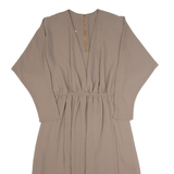 Womens A-Line Dress Brown 90s Long Sleeve Long M