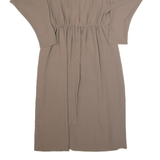Womens A-Line Dress Brown 90s Long Sleeve Long M