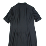 CORONET Womens Day Dress Black 90s Short Sleeve Midi M