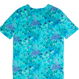 Womens Day Dress Blue 90s Floral Short Sleeve Midi L