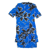 JANINA SCHRECK Womens Jacket Dress Blue Silk 90s Floral Midi M