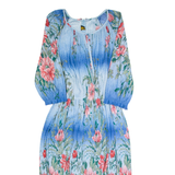 THOMI Womens Maxi Dress Blue 90s Floral Long Sleeve Long S