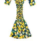 ANNA MARCHETTI Womens Bodycon Dress Yellow 90s Floral Midi S