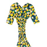 ANNA MARCHETTI Womens Bodycon Dress Yellow 90s Floral Midi S