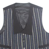 Womens Printed Waistcoat Black V-Neck Sleeveless Striped L