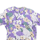 Womens Printed Blouse Purple V-Neck Floral XL