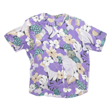 Womens Printed Blouse Purple V-Neck Floral XL