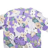 Womens Printed Blouse Purple V-Neck Floral XL