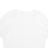 Womens Blouse White V-Neck L