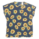 Womens Printed Top Blue Floral UK 16