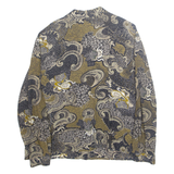 Womens Printed Shirt Brown Long Sleeve Crazy Pattern XL