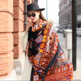 Anyyou 100% Merino Wool Orange Multipatterns Silk Satin Large Winter Scarf Pashmina Shawl Bandana Perfect For Women Ladies Fashion Style