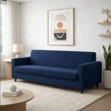 Anyseat 3-Seater Sofa Cover – Plain Navy Blue Style Slipcover for Living Room Chair Protection