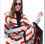 Anyyou 100% Pure Merino Wool Red Stripes Stylish Poncho Winter Large Scarf With Trendy Pashmina Shawl Bandana For Womenfashion Design