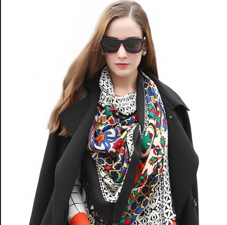 Anyyou 100% Pure Merino Wool Multicolor Marble Poncho Winter Large Scarf With Trendy Pashmina Shawl Bandana For Womenfashion Design