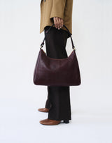 hyer goods recycled leather hobo shoulder bag embossed lizard burgundy croc#color_wine-lizard