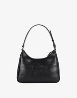 hyer goods recycled leather hobo shoulder bag embossed lizard black lizard#color_black-lizard