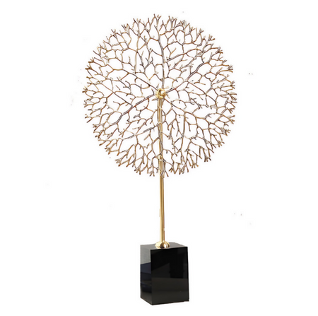 ANYHOUZ Luxury Gold Metal – Tree Figurine Sculpture for Living Room, House Display & Elegant Crafts Ornaments